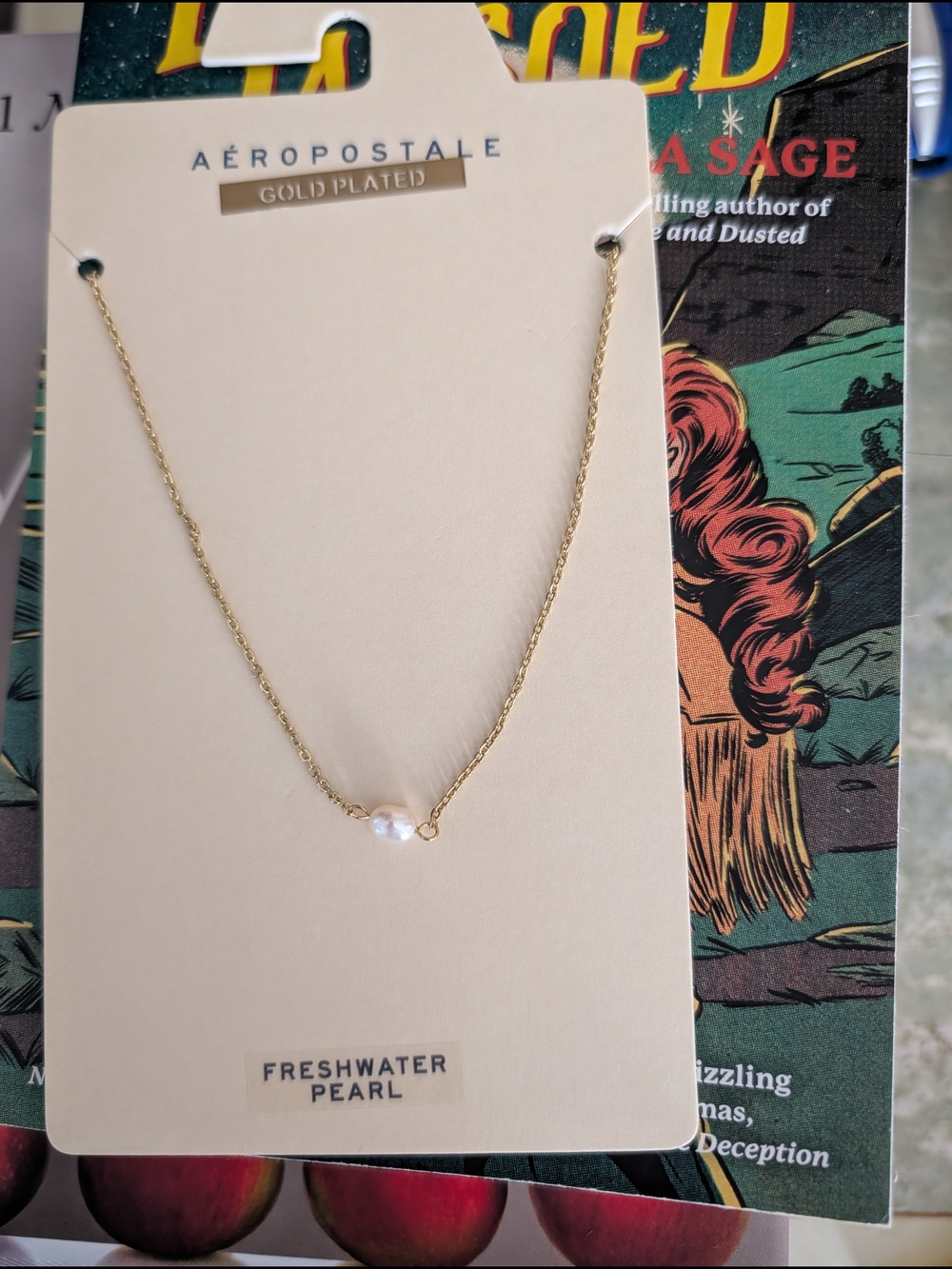 Aeropostale Gold Plated Necklace with White Pearl